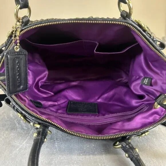 Authentic Coach Madison Gathered Lindsey Satchel Black Shoulder Bag - Picture 12 of 13